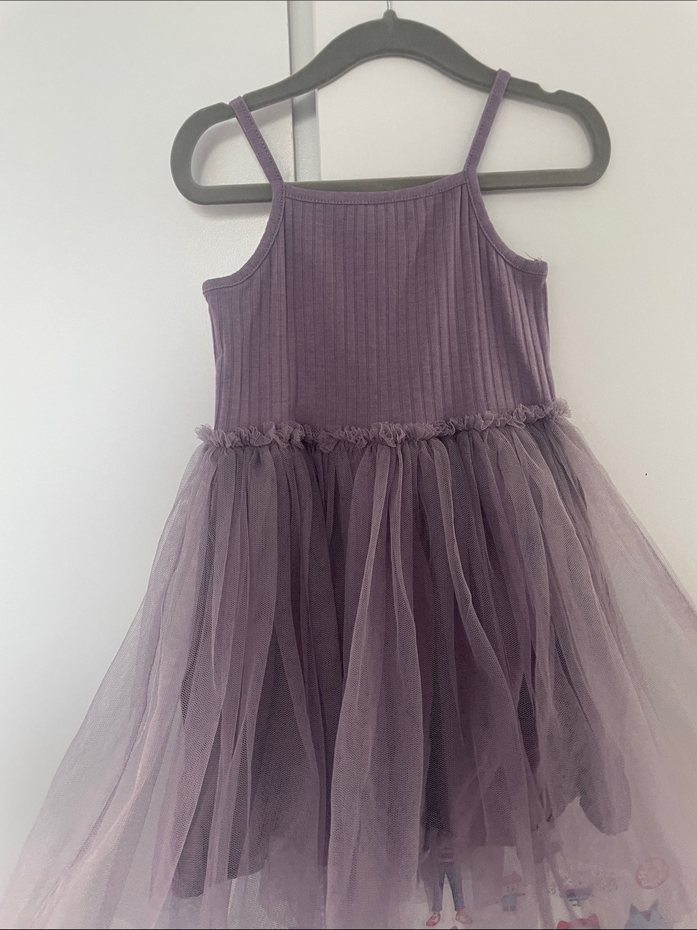 Cotton On Girls Purple Ribbed Tank Tulle Dress